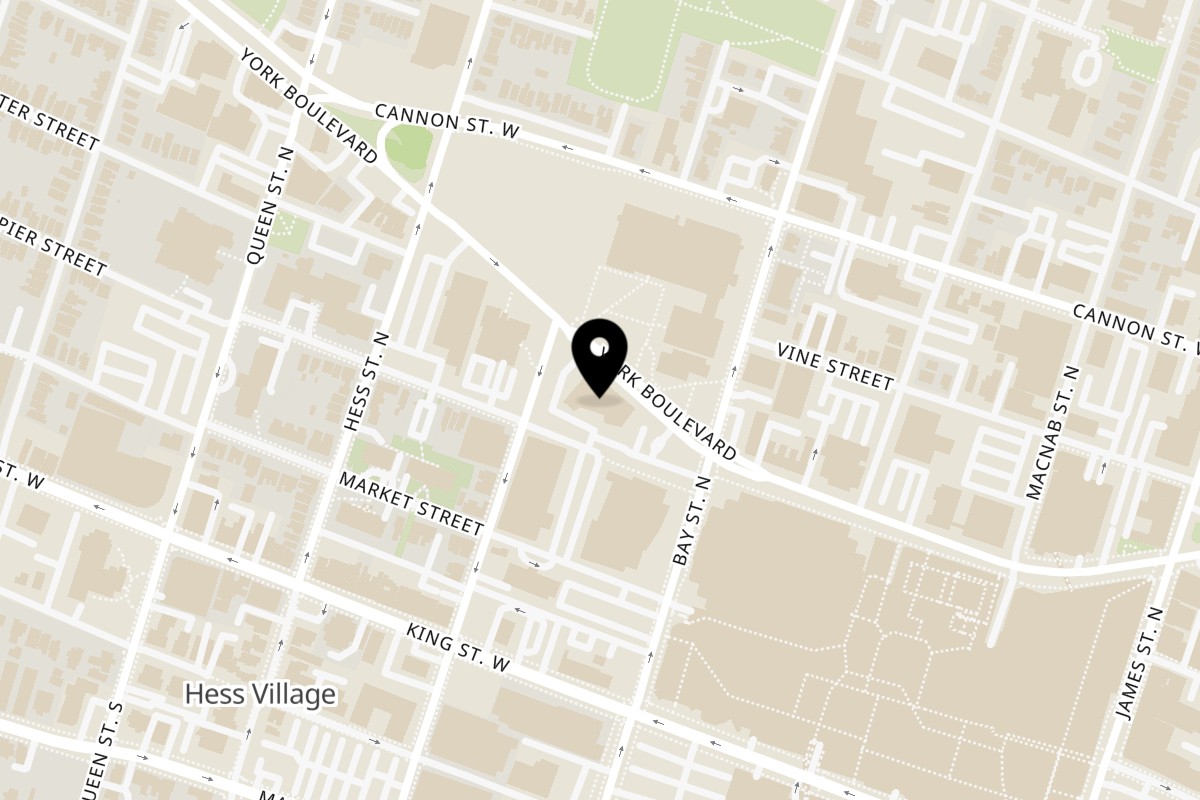 Map showing the location of Sankalp Niagara Falls Hamilton on 151 York Boulevard in Hamilton