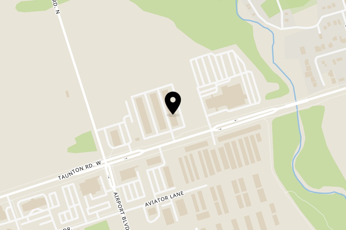 Map showing the location of Sankalp Niagara Falls Oshawa on 452 Taunton Road West in Oshawa